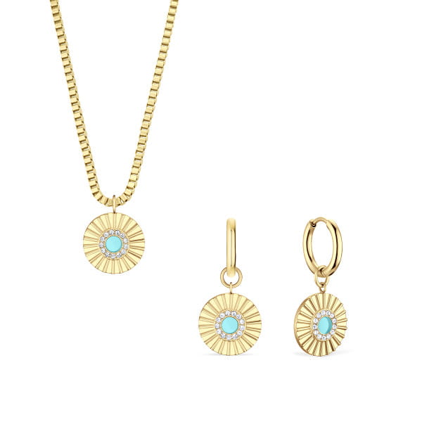 Arctic Flowers | polished gold | 465-765-Gold-ArcticBlue