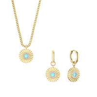 Arctic Flowers | polished gold | 465-765-Gold-ArcticBlue