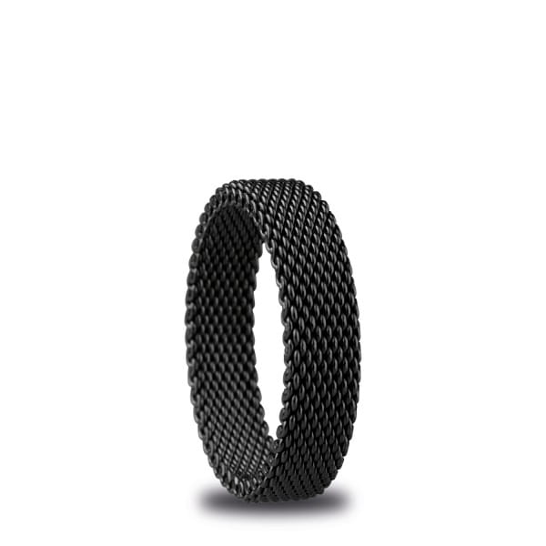 Bering Stack Ring Stainless Mesh Black Wide Arctic Symphony Collection 551-60 