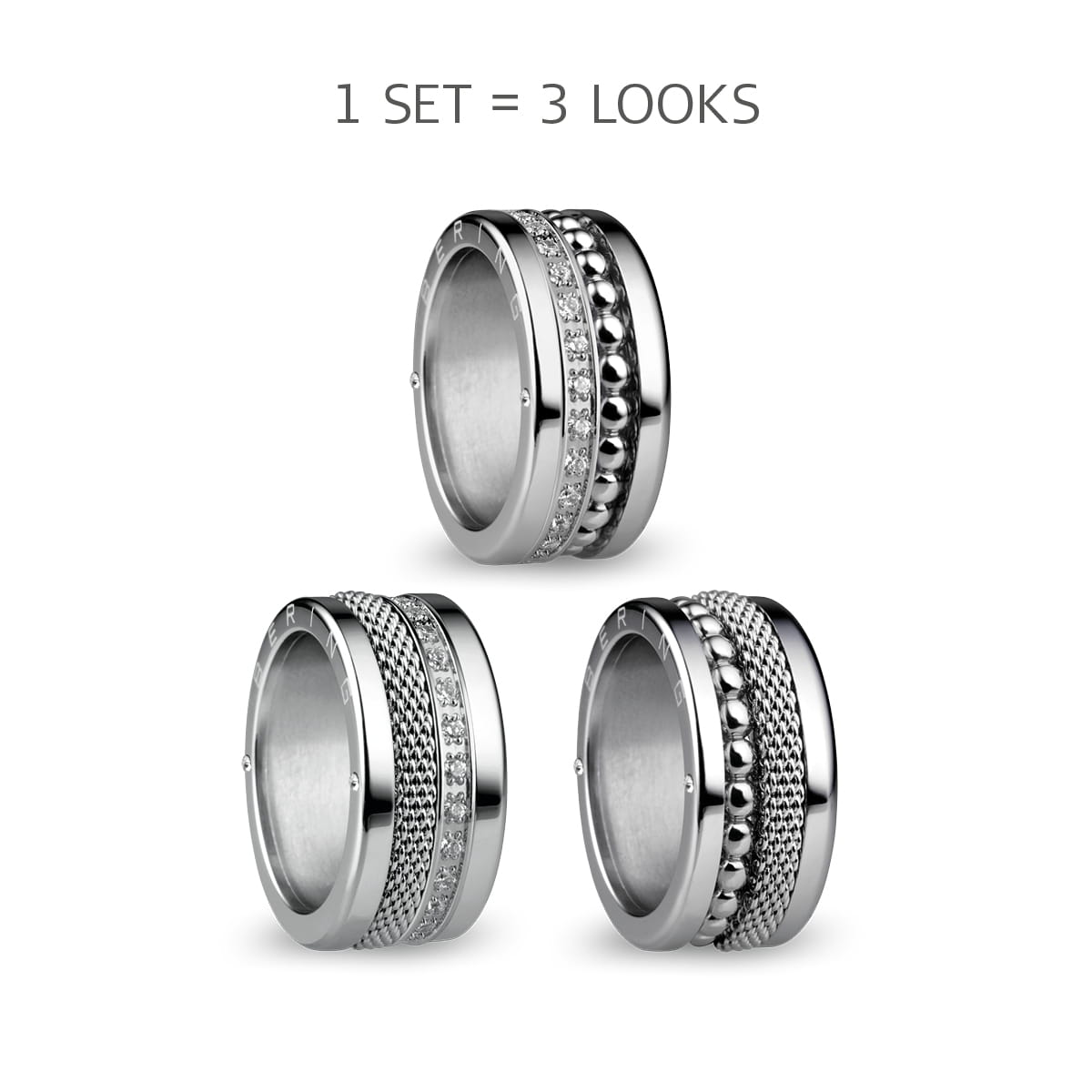 BERING Damen Ring in schwarz gebürstet - Arctic Symphony Collection mit Edelstahl - Colorado 7